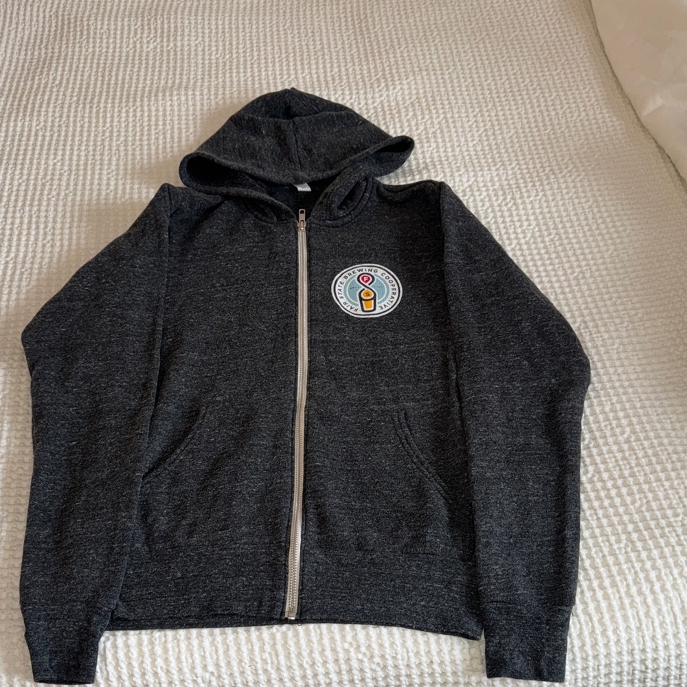 Black Zip-Up Hoodie with Logo